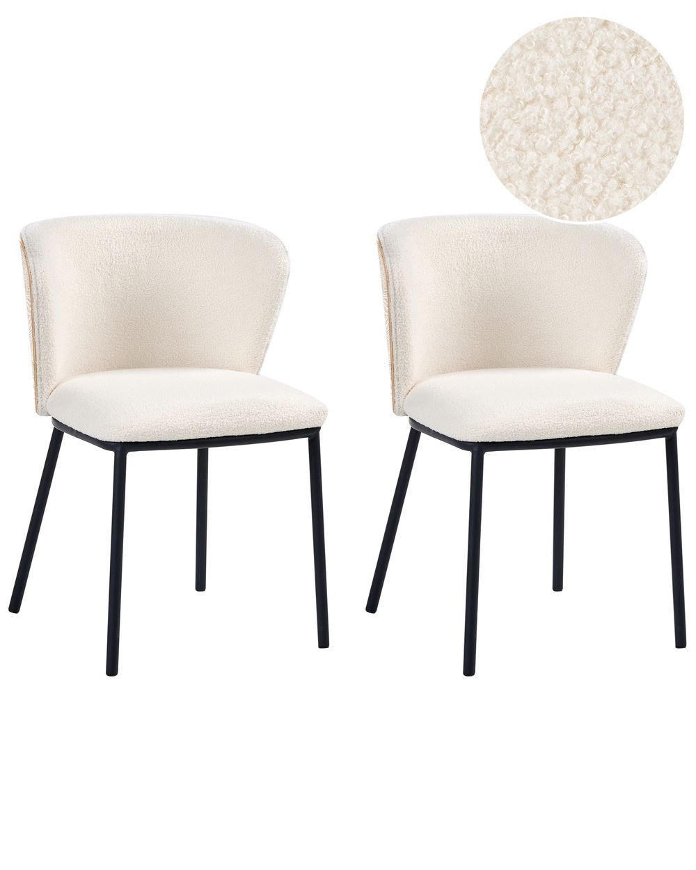 Set van 2 eetkamerstoelen HOSKIN Bouclé Gebroken wit