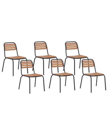 Lot de 6 chaises de jardin en bois d'acacia clair VALLESE