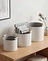 Set of 3 Baskets ARAM Faux Leather Off-White