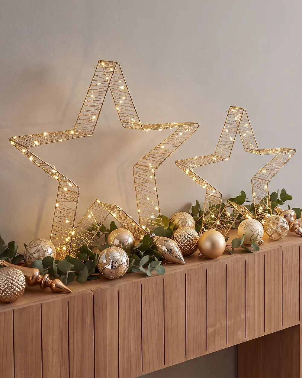 Lot de 2 décorations de Noël LED ITALLA 30/38 cm Étoile Doré_1169071