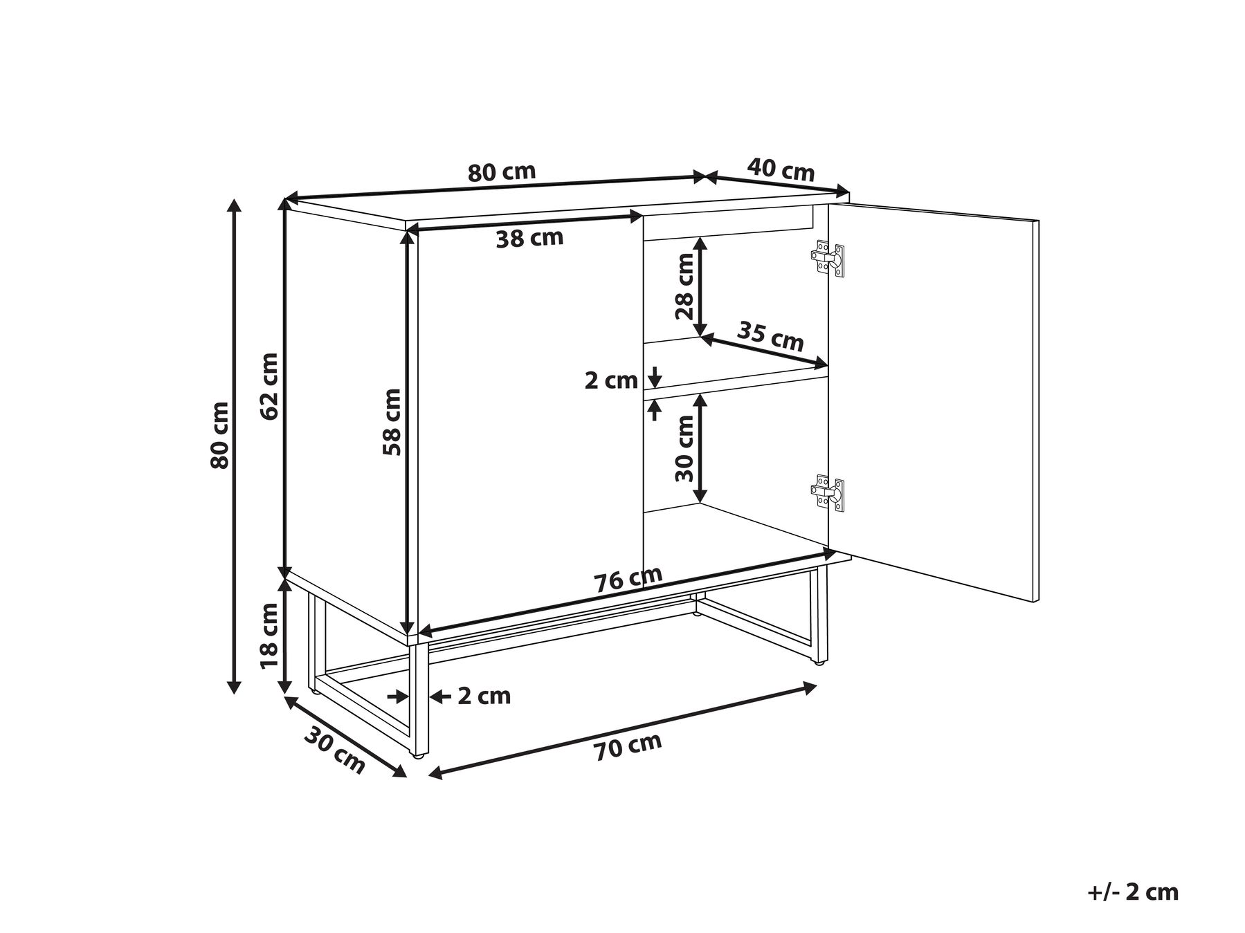 2 Door Sideboard Light Wood and White ALASKA_872228 2 Door Sideboard Light Wood and White ALASKA_872228