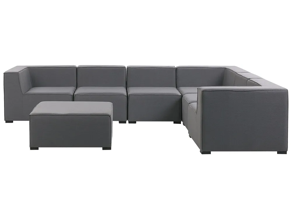 Garden Corner Sofa with Ottoman 7 Seater AREZZO Modular Grey Right Hand_825164