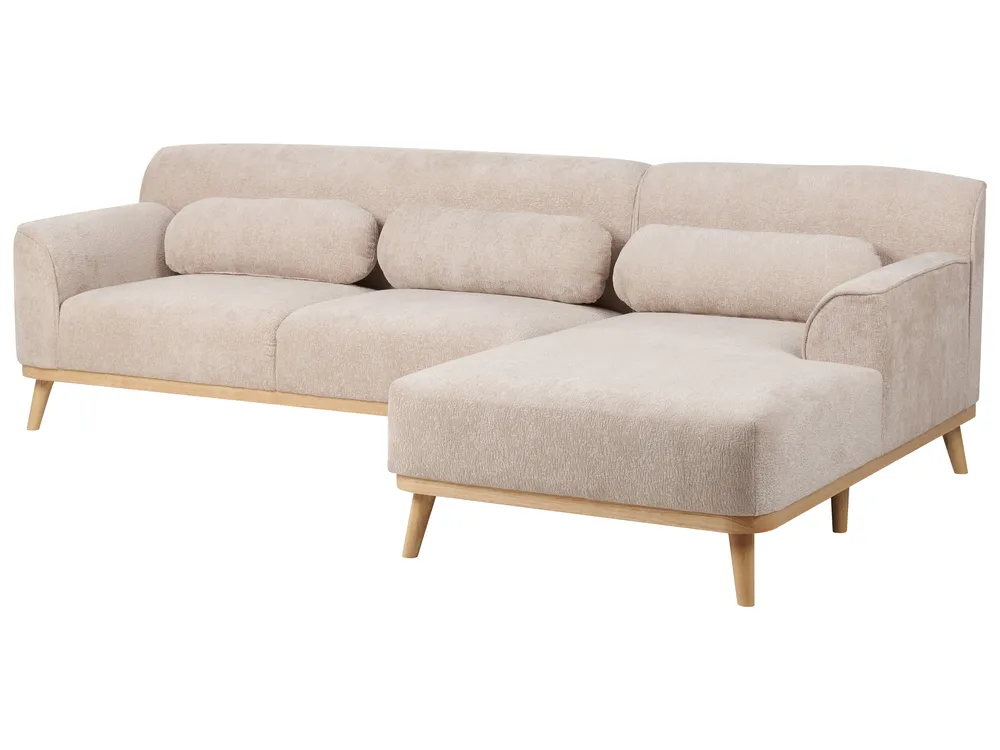 Corner Sofa 3 Seater SIMOS Chenille Beige Left Hand_927929
