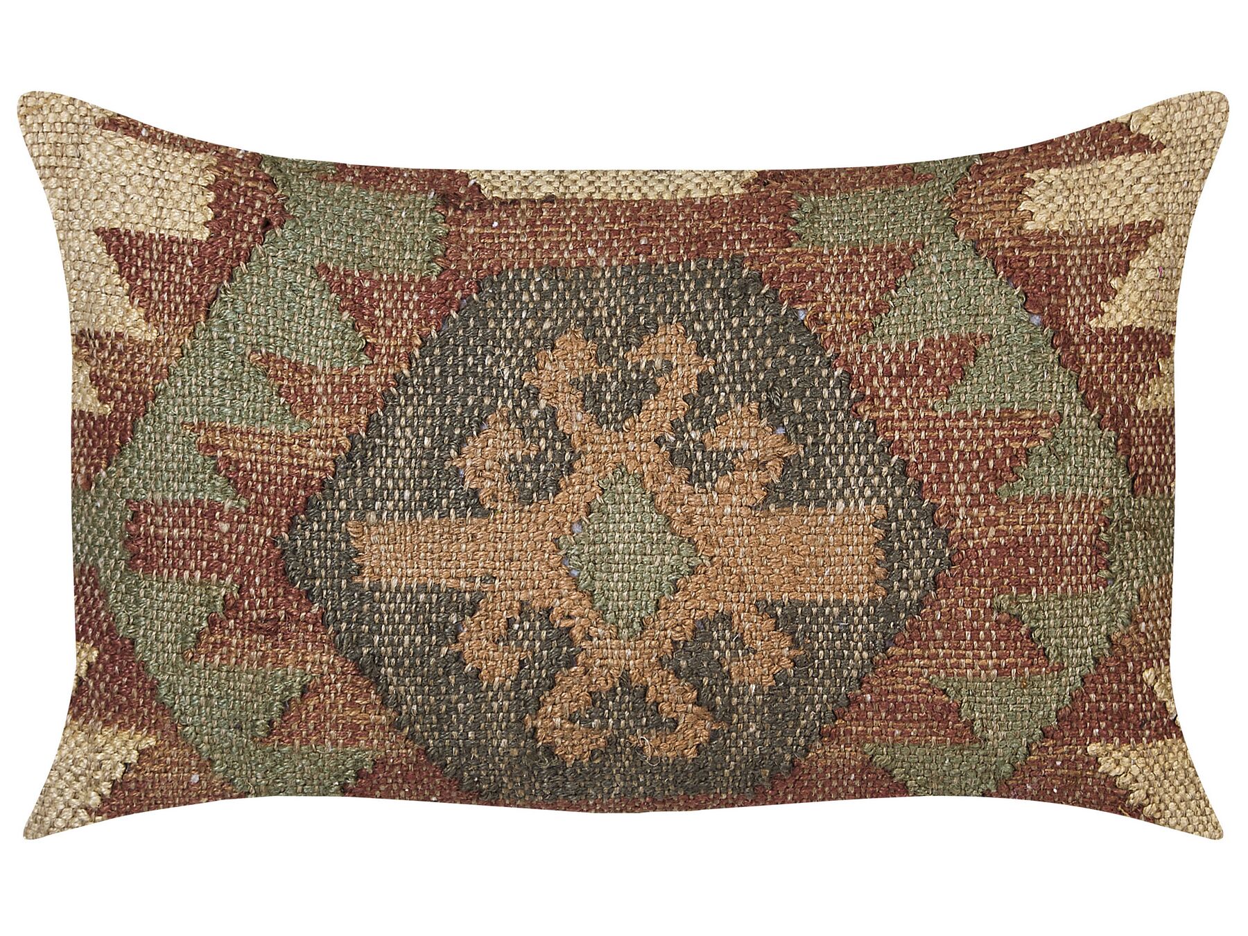 Coussin décoratif avec motif géométrique en jute 30 x 50 cm multicolore CUMBUM_848360