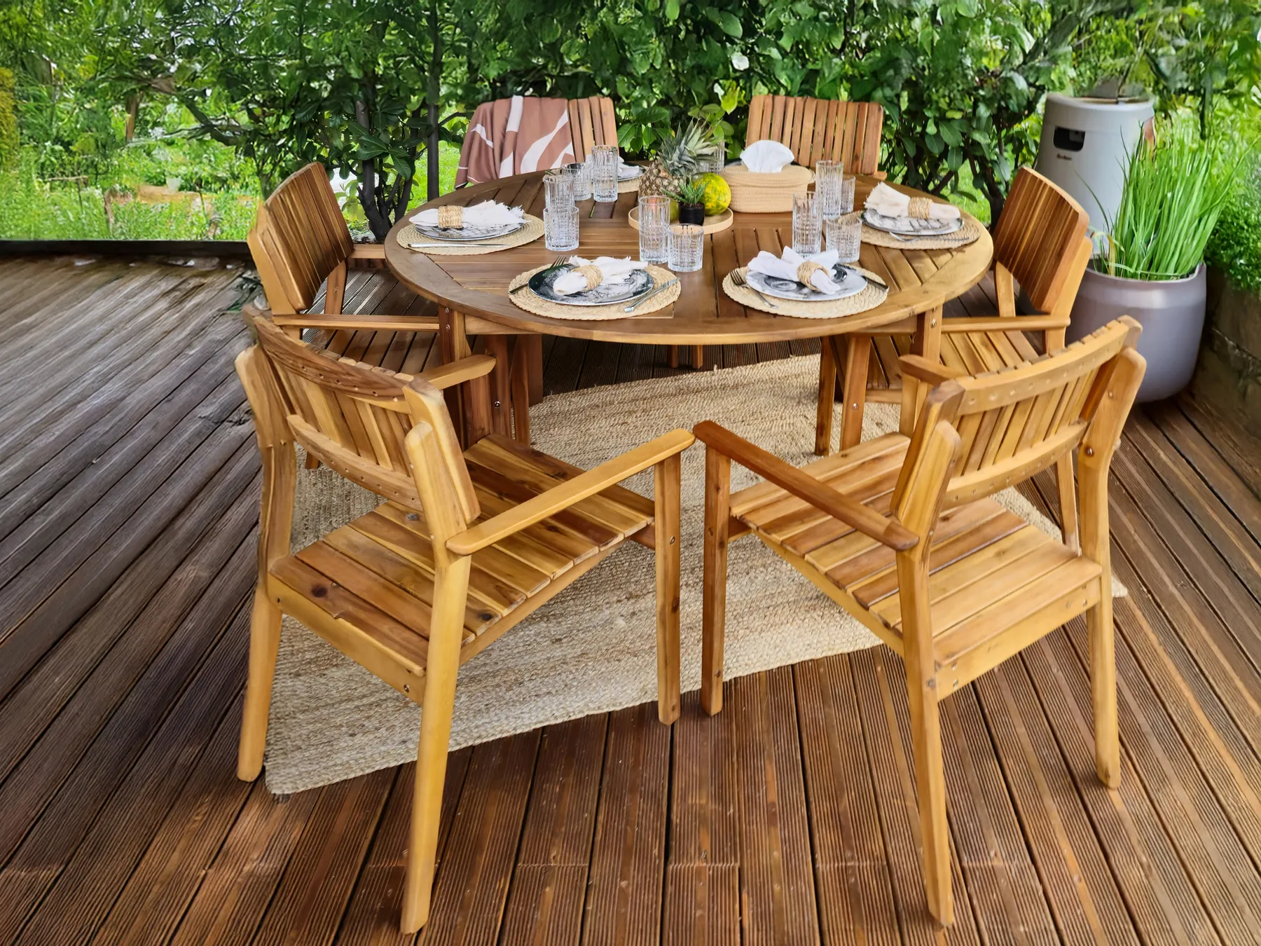 Set da pranzo da giardino 6 posti AGELLO Legno d'acacia Marrone_924285