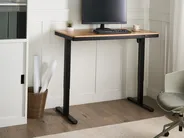 Biurko regulowane elektrycznie PENLY 120 cm 60 cm Z portem USB Czarny/ jasny brąz_1031379