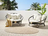 Lot de 2 lits de jardin ROSSANO Rotin Noir_1155505