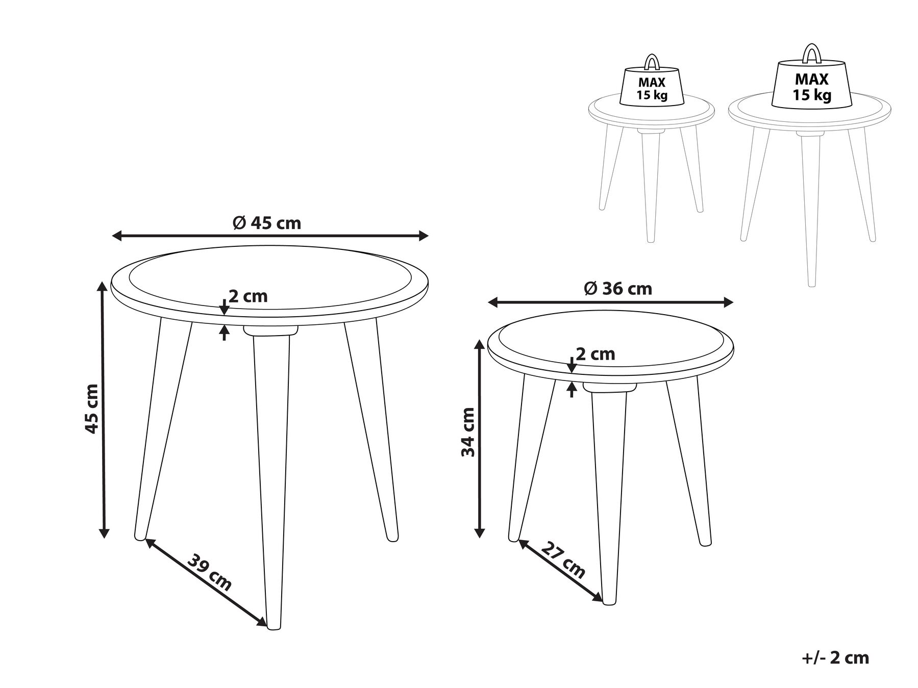 Set of 2 Mango Wood Side Tables Off-White CHANDRA_852157 Set of 2 Mango Wood Side Tables Off-White CHANDRA_852157