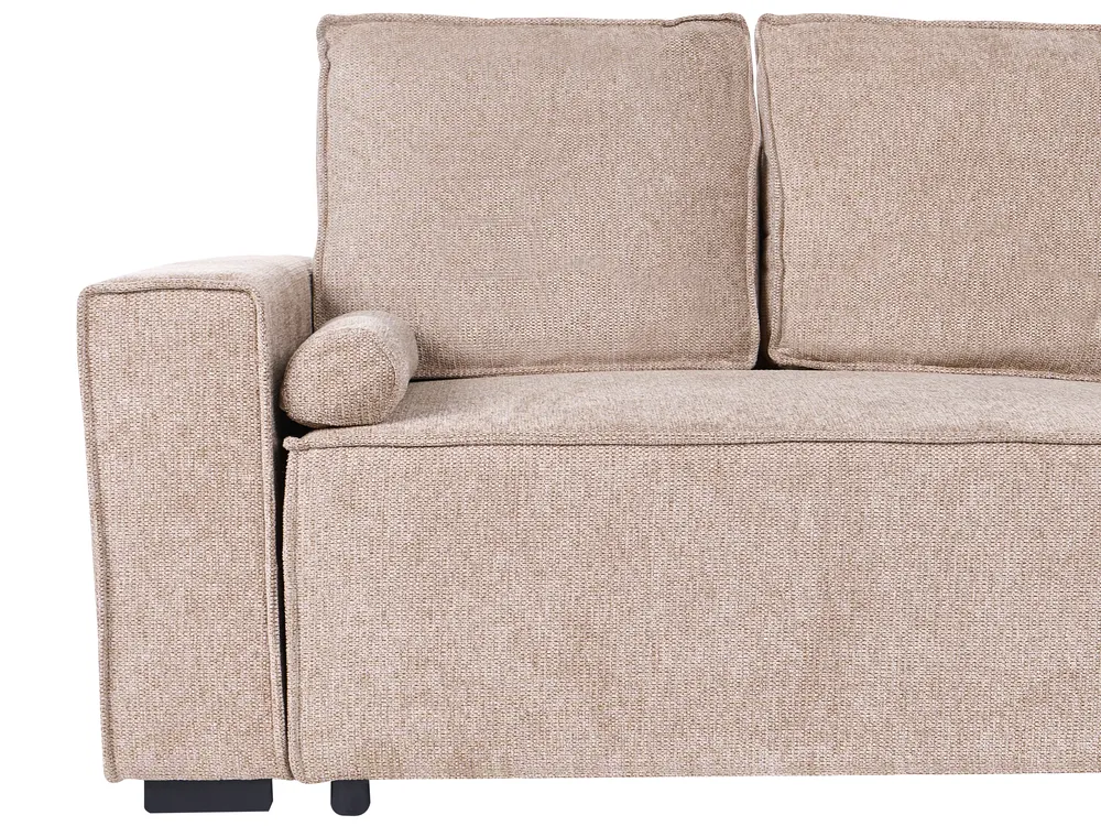 Divano letto angolare 3 posti EDANE con contenitore Tessuto Beige Lato Sinistro_1057114