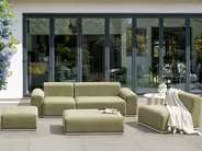 Garden Sofa with Ottoman 7 Seater BATTIFOLLO Modular Olive Green_933601