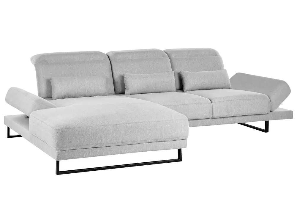 Corner Sofa 4 Seater IKAST Fabric Light Grey Right Hand_960059