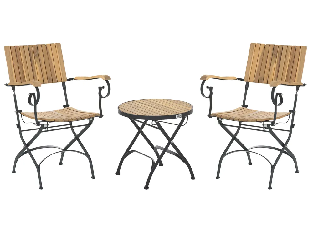 Bistro Set Folding LASCARI Acacia Wood Light Brown | Beliani.es