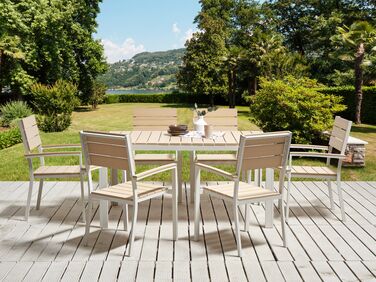 6 Seater Metal Garden Dining Set Beige COMO