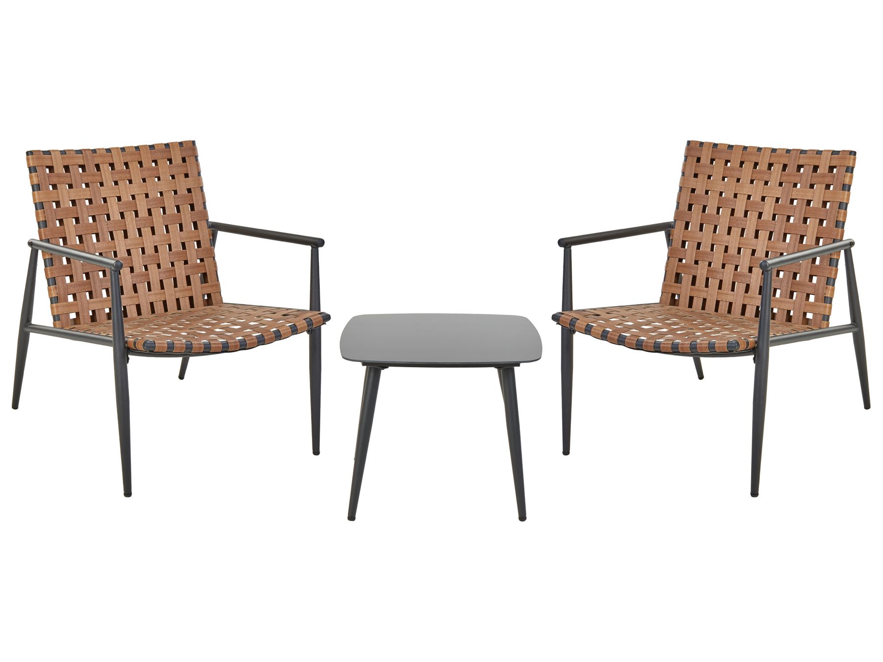 PE Rattan Bistro Set Brown ZIRIA _938715