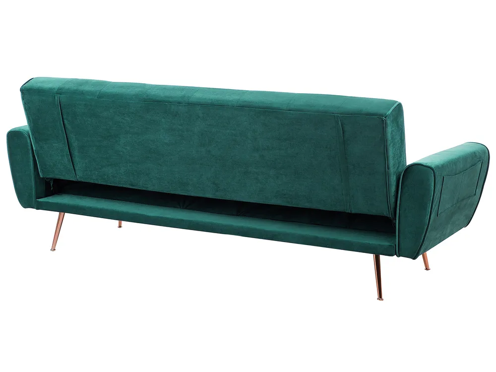Sofa Bed 3 Seater SELNES Velvet Emerald Green_754155
