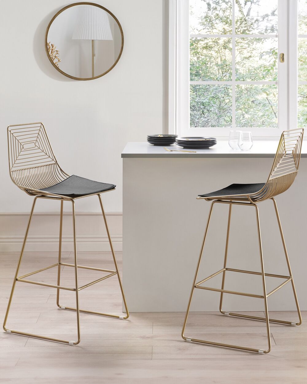 Set mit 2 Barstühlen BISBEE Metall Gold