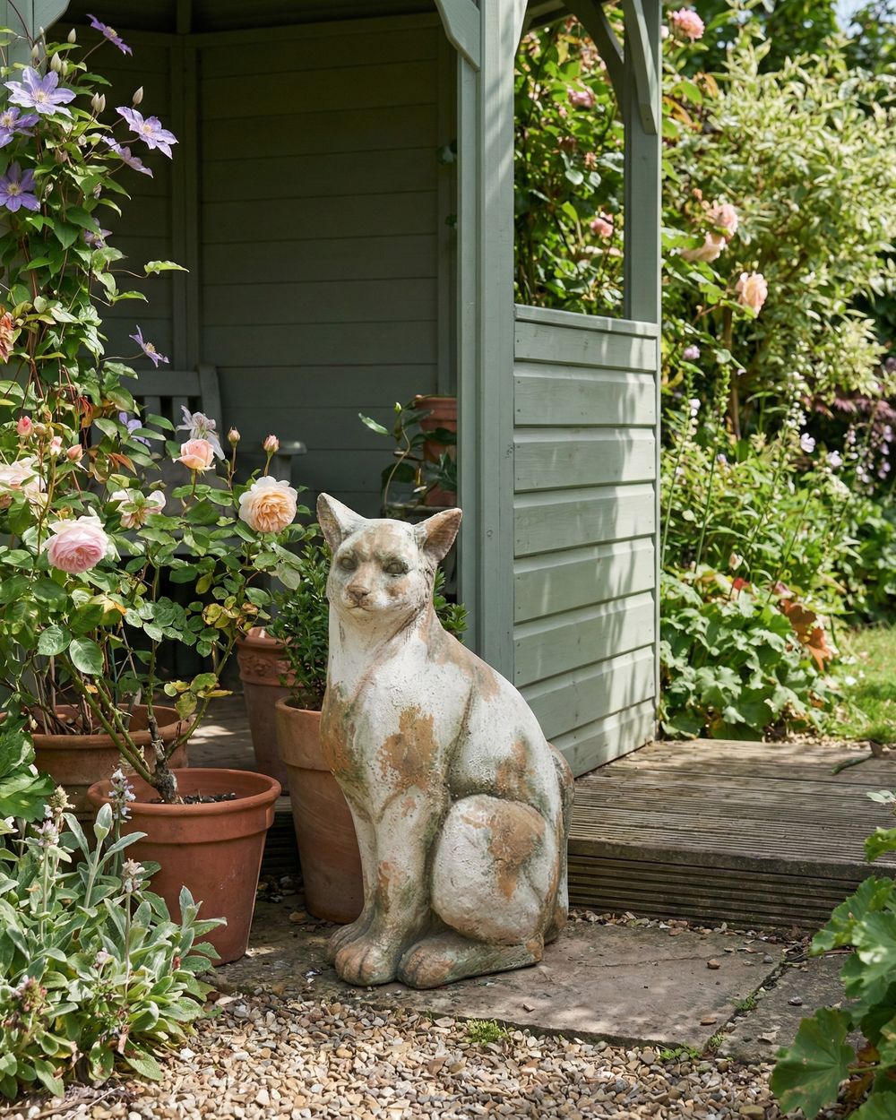 Statue de jardin OFFIDA Chat 50 cm Beige
