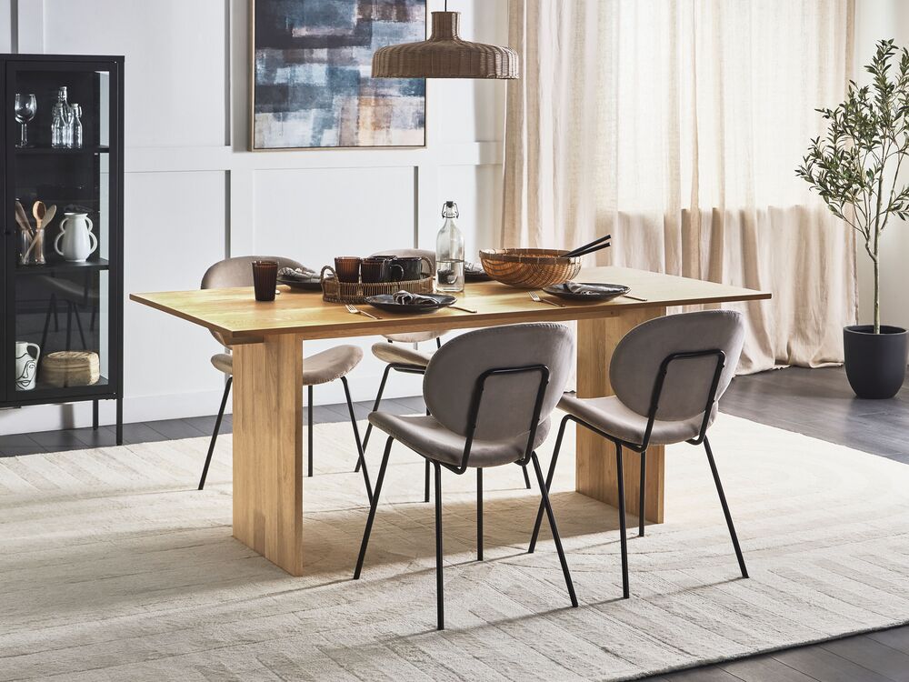 Dining Table MOORA Natural Ash Wood 180 cm 90 cm Beliani