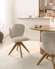 Set of 2 Dining Chairs Swivel COSO Fabric Light Beige_1038051
