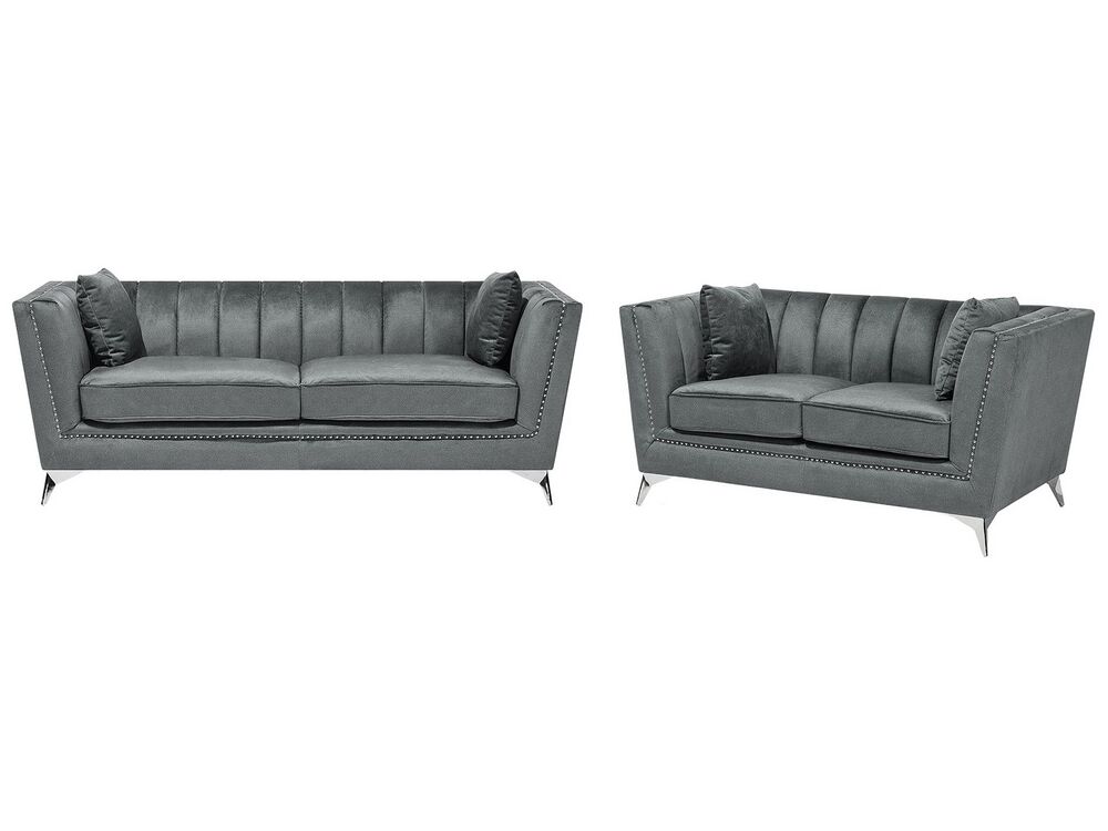 Sofa Set 5-Sitzer GAULA Samtstoff Grau