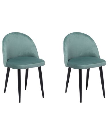 Sada 2 sametových židlí zelená VISALIA