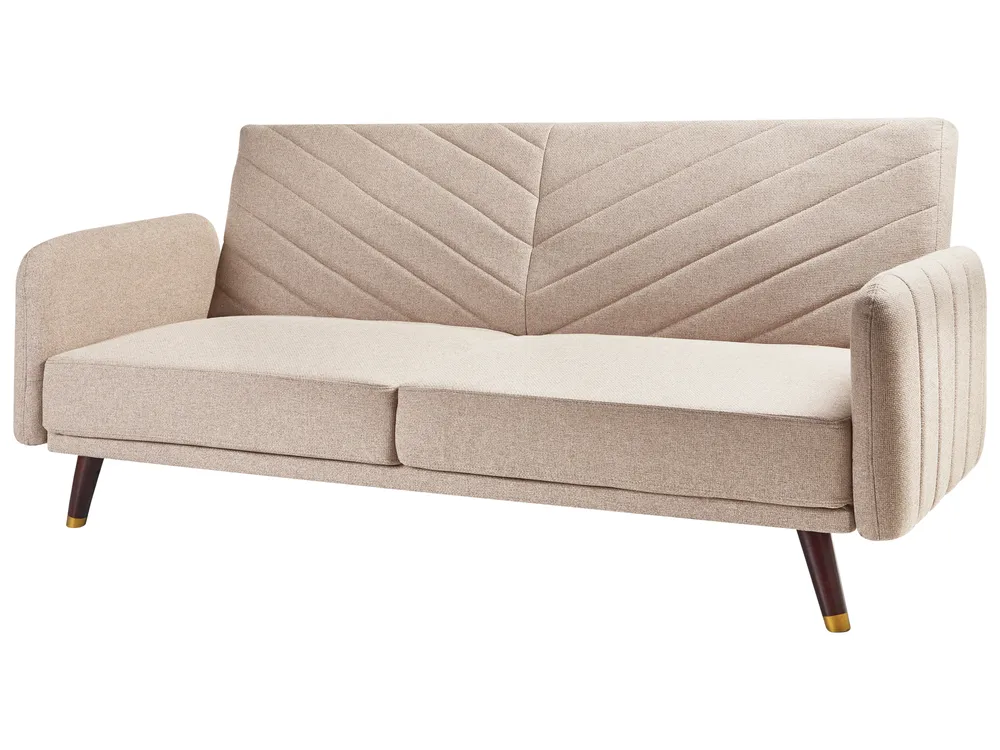 Sofa Bed 3 Seater SENJA Faux Linen Light Brown_944784
