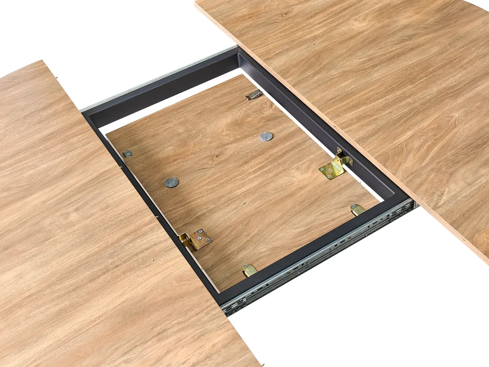 Extending Dining Table LOUISE Brown 120/160 cm 120 cm_1029181