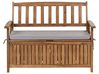Garden Bench with Cushion SOVANA 120 cm with Storage Acacia Wood Grey