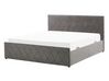 Sametová postel s úložným prostorem 140 x 200 cm šedá ROCHEFORT_786504
