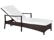 Sun Lounger with Cushion VASTO Reclining PE Rattan Brown_708268