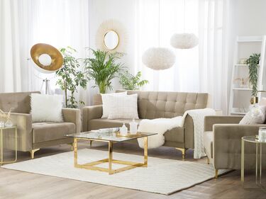 Sofagruppe 5-seter fløyel sandbeige ABERDEEN