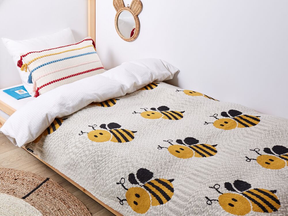 Blanket DRAGAN Cotton 130 x 170 cm Light Beige Beliani.cz