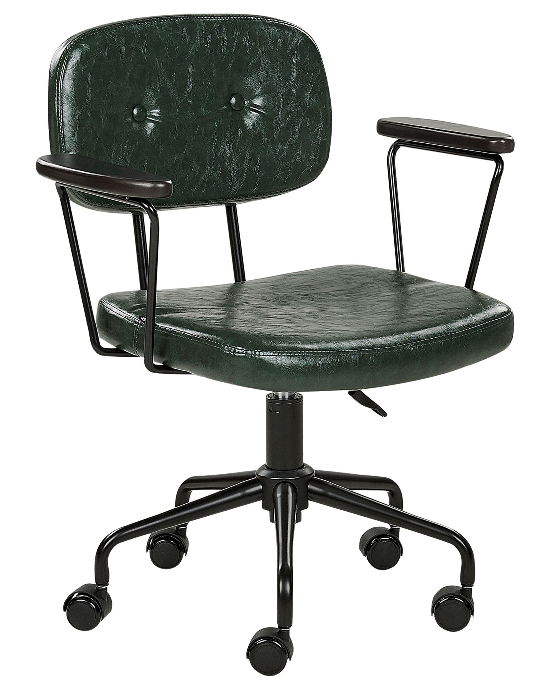 Cadeira de escritório em pele sintética verde escura ALGERITA_896684