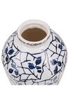Stoneware Flower Vase 20 cm White with Navy Blue MALLIA_810737