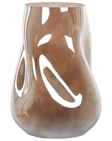 Glass Flower Vase 27 cm Brown IMEROS