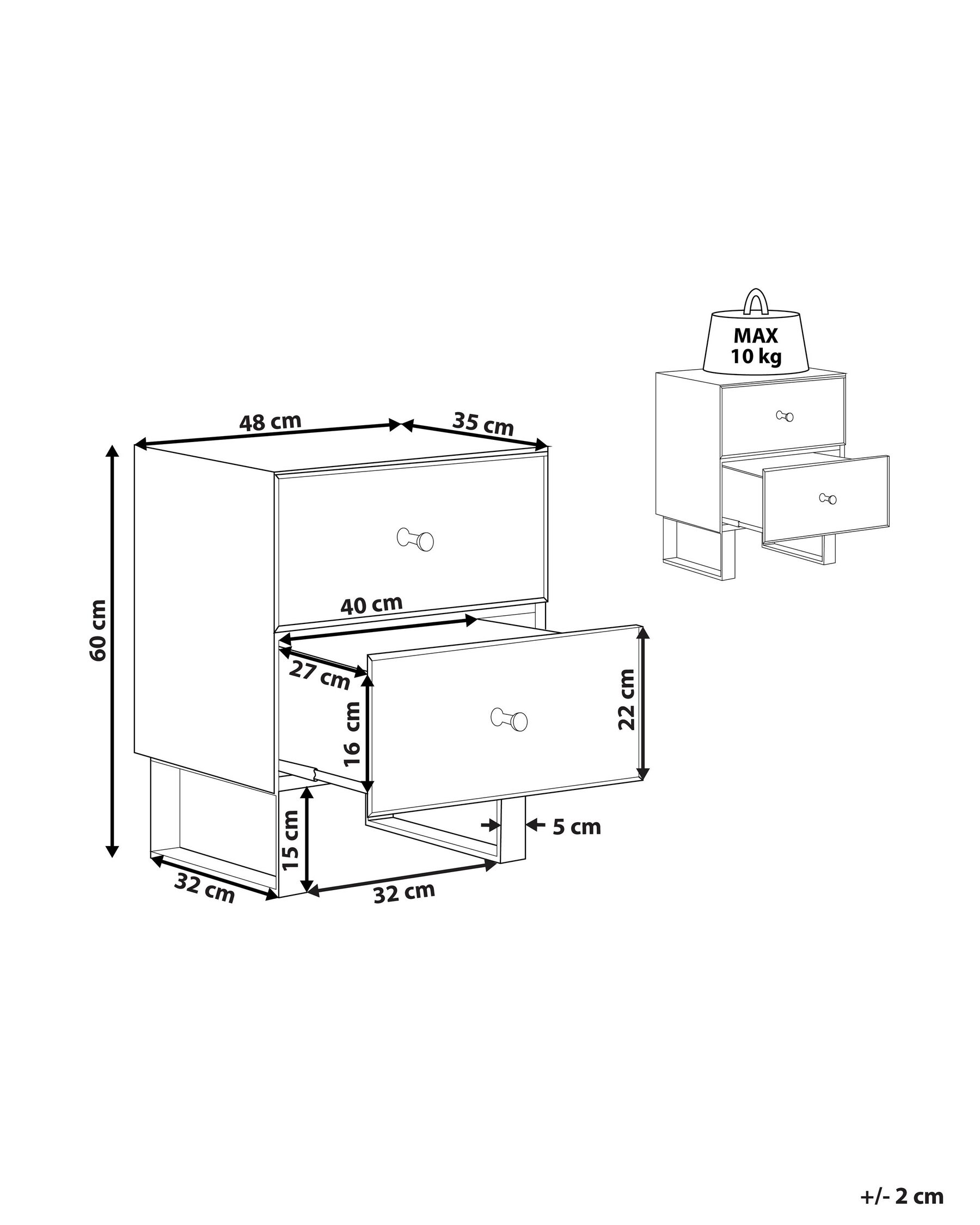 2 Drawer Mirrored Bedside Table NESLE_817851 2 Drawer Mirrored Bedside Table NESLE_817851