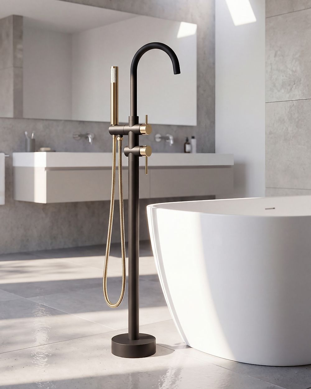 Robinet de baignoire autoportante TUGELA Noir/doré