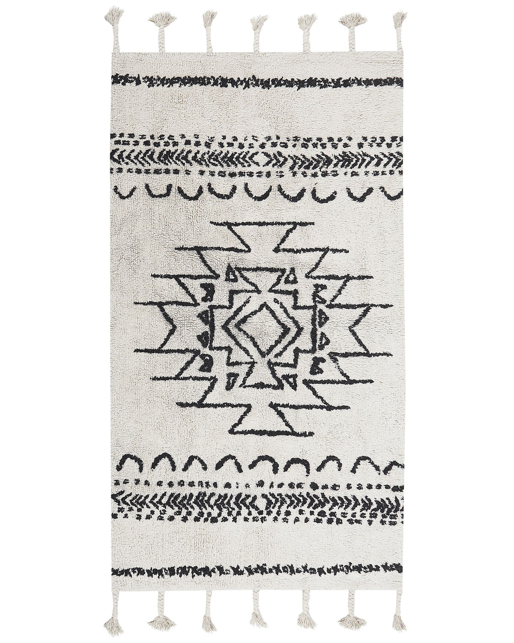 Dywan bawełniany 80 x 150 cm biało-czarny KHOURIBGA_831350