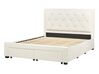 Zamatová posteľ s úložným priestorom 160 x 200 cm krémová LIEVIN_902428