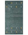 Alfombra gabbeh de lana verde oscuro/amarillo/gris 80 x 150 cm CALTI_870310