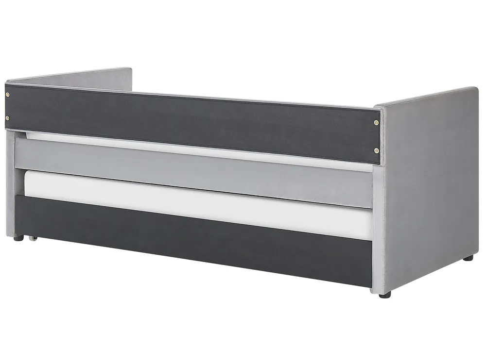 Trundle Bed Velvet TROYES 90 x 200 cm (EU Single) Light Grey_794928