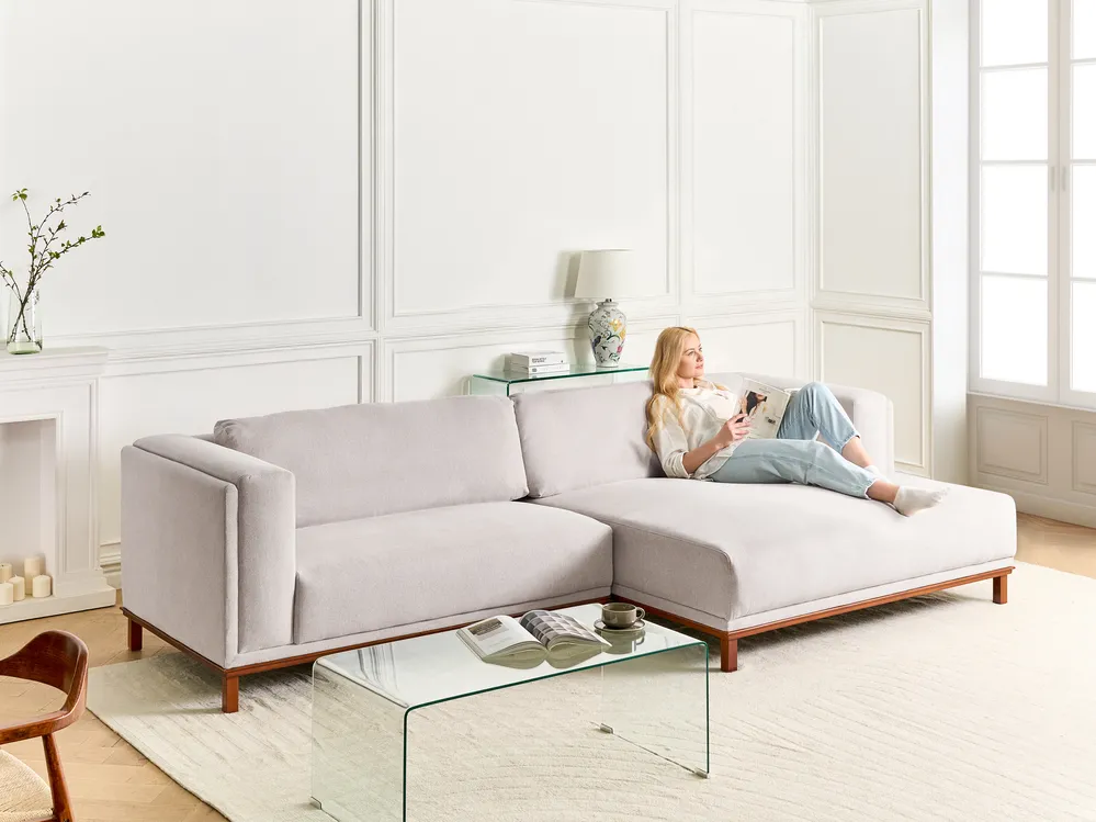 Divano angolare 4 posti VENG Tessuto Beige chiaro Lato Sinistro_994987