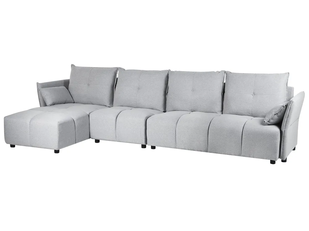 Corner Sofa 4 Seater TOMRA Fabric Light Grey Right Hand_848194