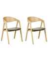 Set of 2 Dining Chairs Light Wood and Green YUBA_934235