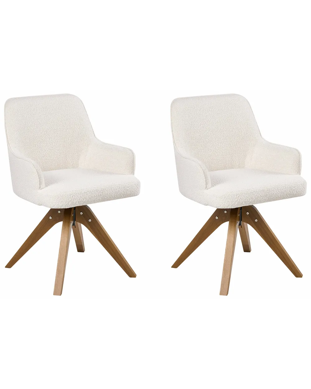 Set of 2 Dining Chairs Swivel SYLVANIA Boucle Off-White_1038127