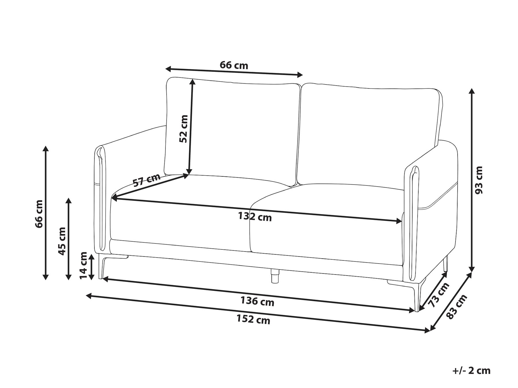 Sofa dla 2 osób CILENS Jasnobeżowy_1118419