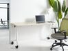 Folding Office Desk with Casters 160 x 60 cm Light Wood and White CAVI_922280