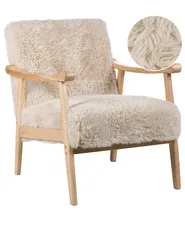 Armchair LEKNES Faux Fur Light Beige_1018403