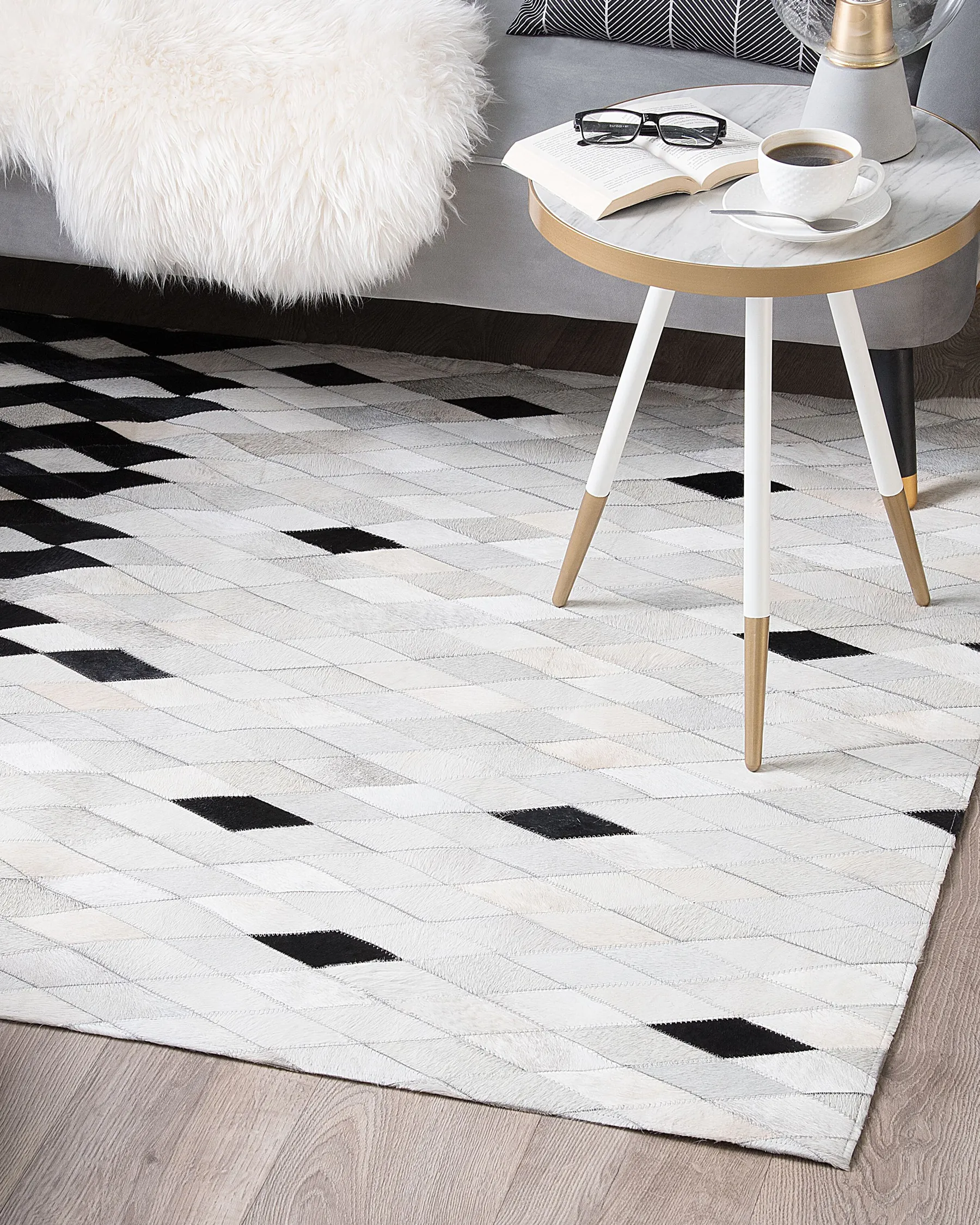 Tappeto MALDAN Nero 160 x 230 cm Pelle naturale_742836