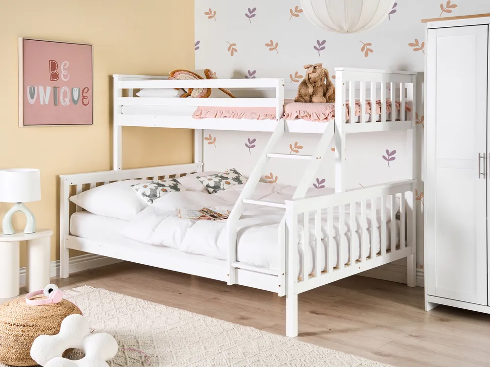 Letto A Soppalco Per Bambini 90x200 Cm - Con Scala, Cassetto E Protezioni | Legno Di Pino Naturale E Bianco - Foto 3